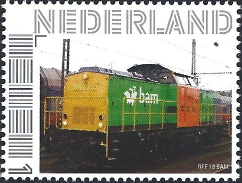 personalised stamp of The Netherlands with trains, trams, stations etc